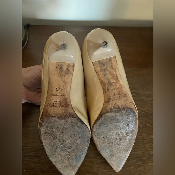 Jimmy Choo Romy Abel Patent Label Womens Pumps Nude Size 35.5 Stiletto Heels - Picture 5 of 8